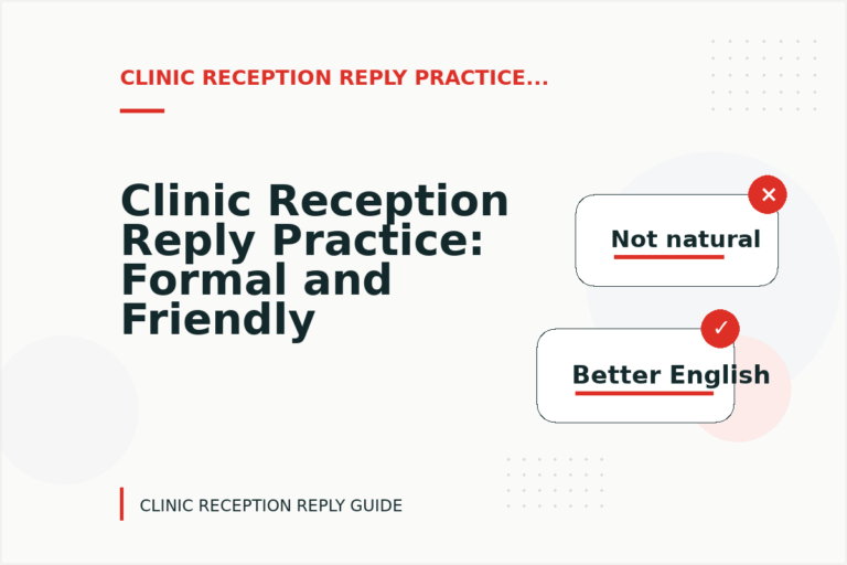 Clinic Reception Reply Practice: Formal and Friendly Versions Clinic Reception Reply Practice: Formal and Friendly Versions