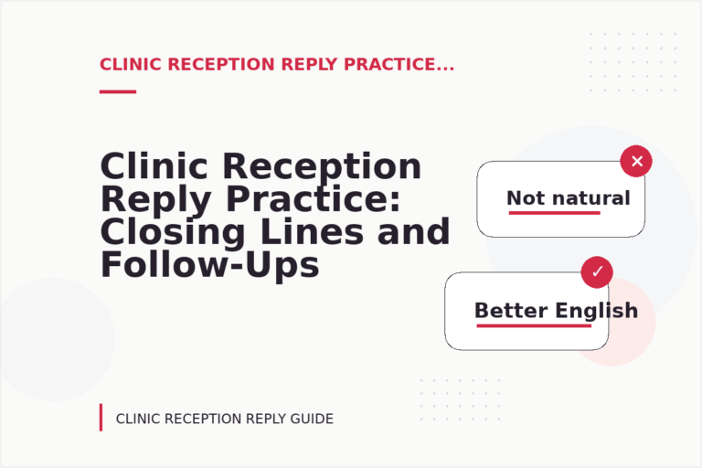 Clinic Reception Reply Practice: Closing Lines and Follow-Ups Clinic Reception Reply Practice: Closing Lines and Follow-Ups